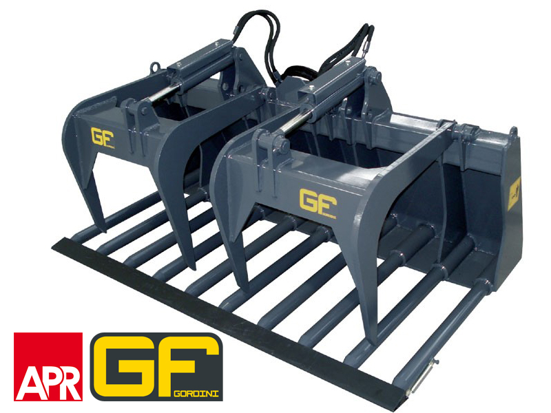 Cazo grapa agrícola de cuatro garras y doble cilindro, con base de 10 pinchos